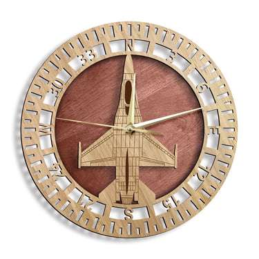 F-16 Fighting Falcon Wood Wall Clock THE AVIATOR
